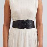 self textured buckle belt color with black-toned accents